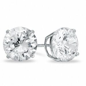 14k White Gold CZ Round Studs 1.5 Carat Total